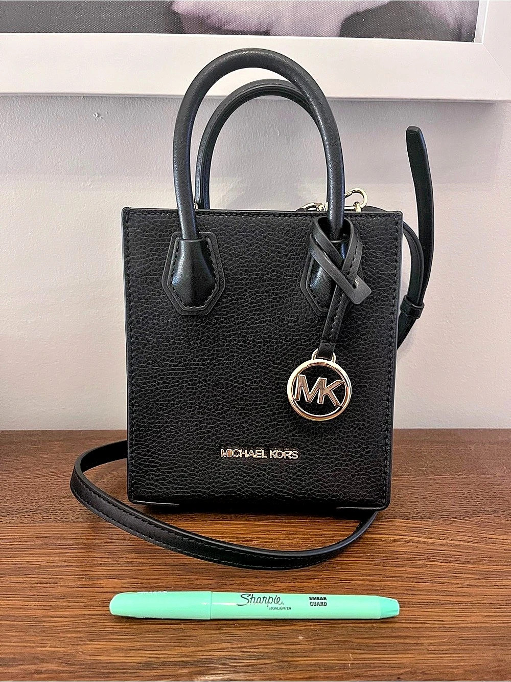 Michael Kors Mercer Gallery Small Faux Pebbled Leather Tote Bag Black Tote Bag